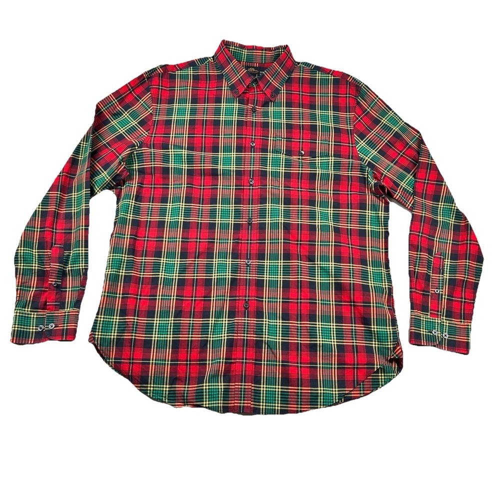 LL Bean Shirt Mens XL Plaid Button Down Oxford 100% Cotton Scotch Tartan Preppy